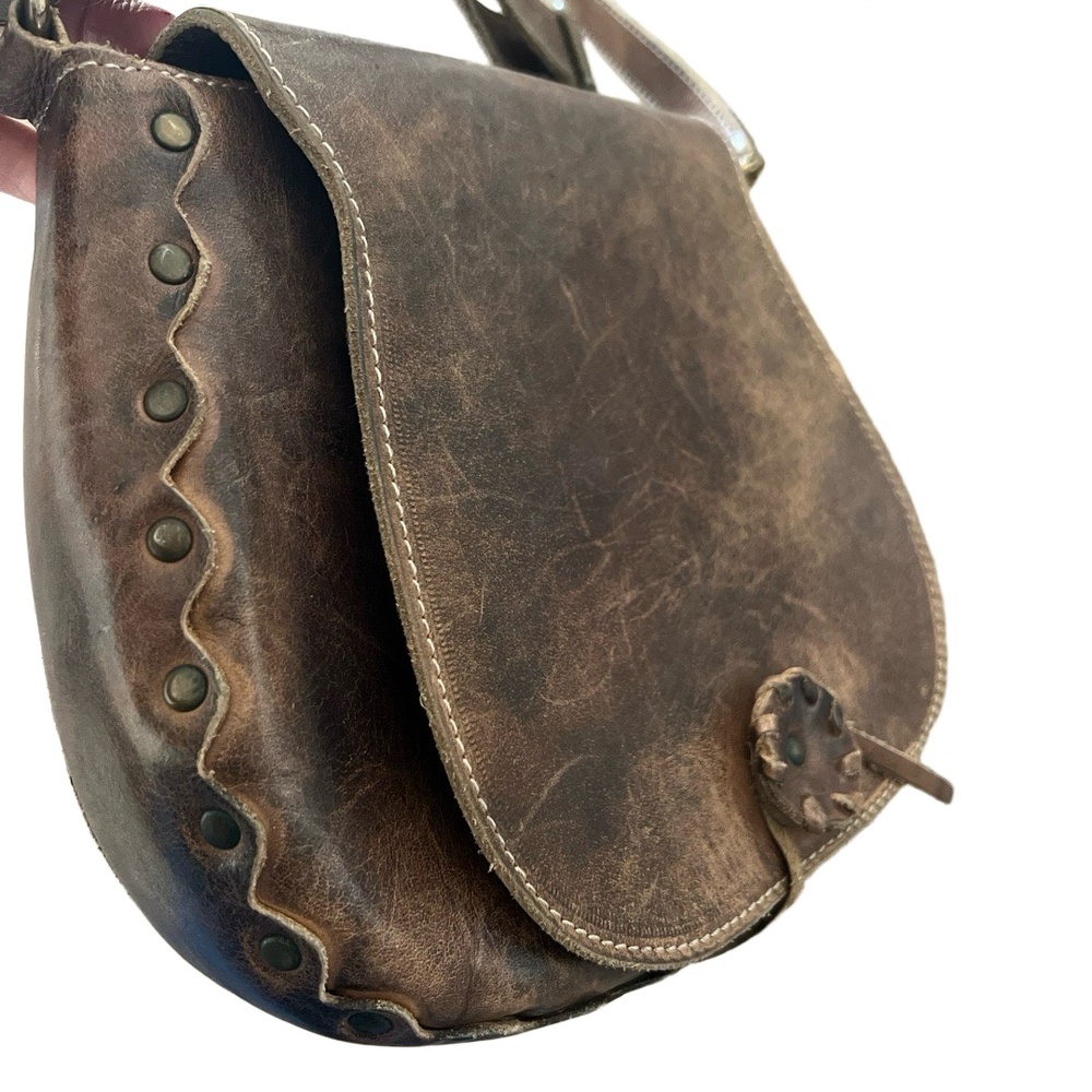 Bed Stu Laguna Crossbody Half Moon Bag Womens Medium Brown Studded Boho Chic - Picture 3 of 13